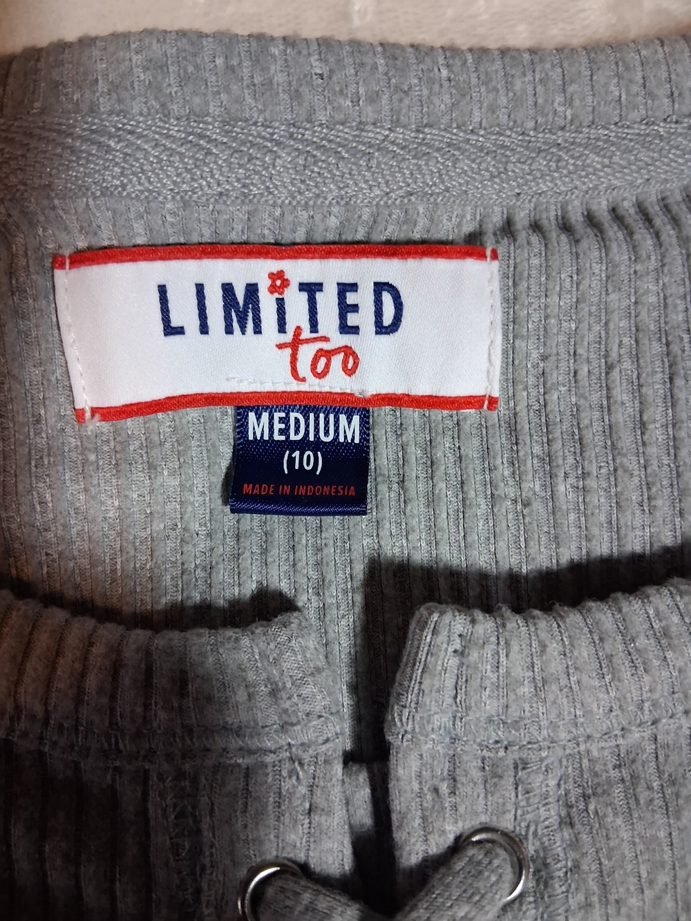 Limited Too Light Gray Ribbed Zip-Up Sweater